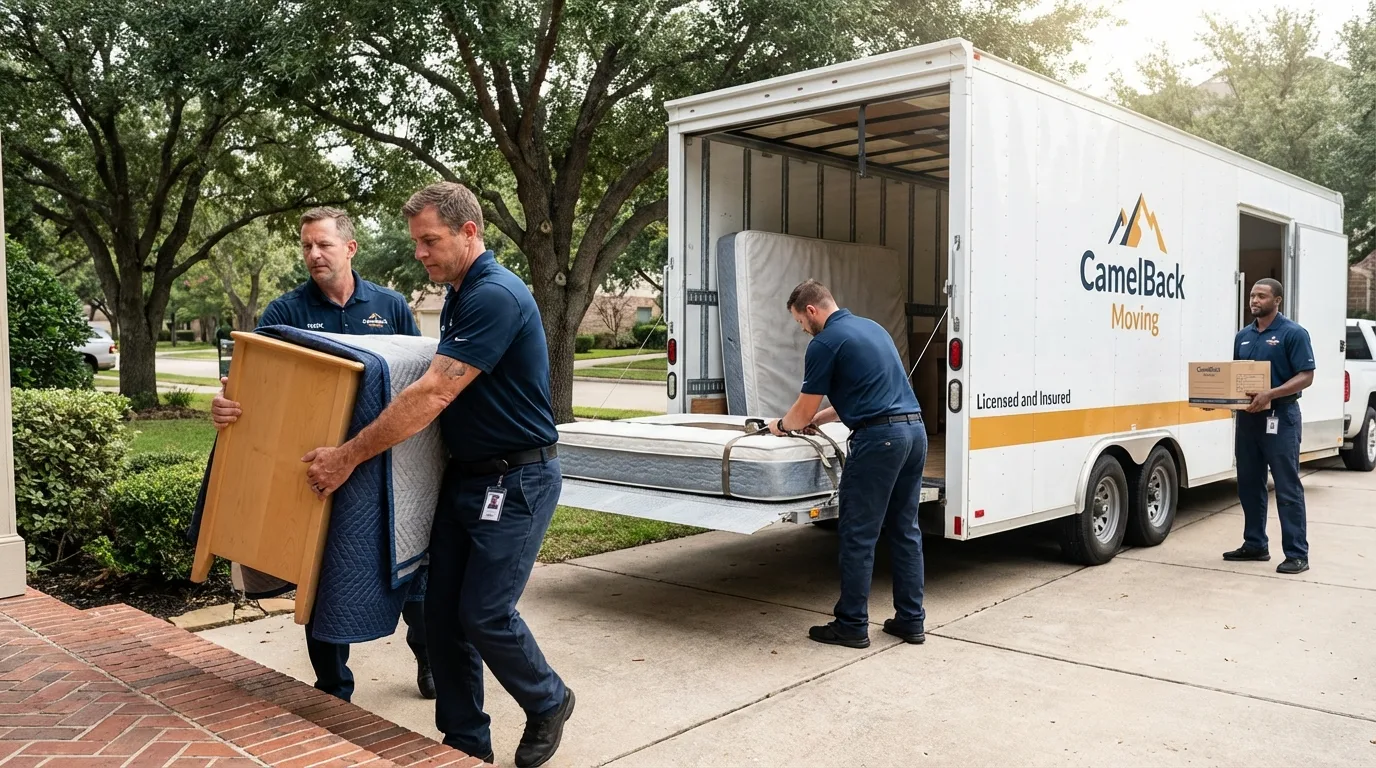 Crew loading residential truck for cross-state move from Harrisville, RI
