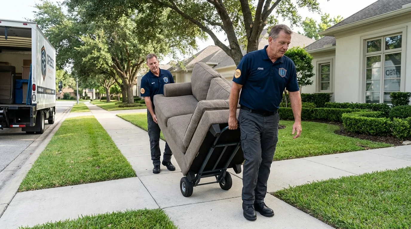 Local residential moving crew loading furniture in Harrisville, RI